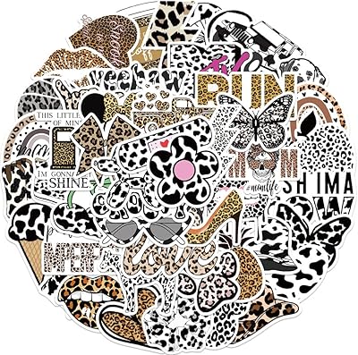 50 张豹纹印花贴纸包猎豹印花贴纸可爱女孩奶牛图案贴花贴纸适合女孩